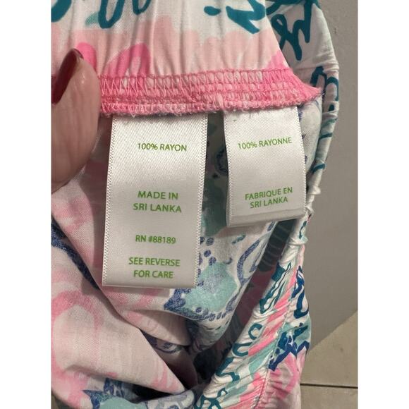 Lilly Pulitzer Pink Blue Say My Name Bal Harbour Palazzo Pants Sz M - Picture 6 of 7